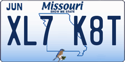 MO license plate XL7K8T