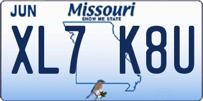 MO license plate XL7K8U