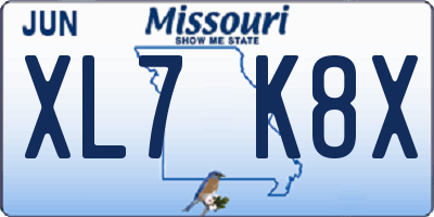 MO license plate XL7K8X