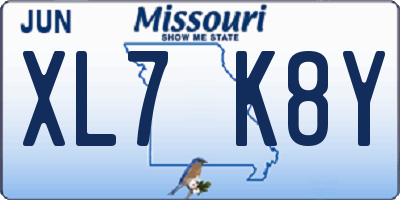 MO license plate XL7K8Y