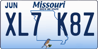 MO license plate XL7K8Z