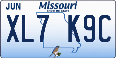 MO license plate XL7K9C