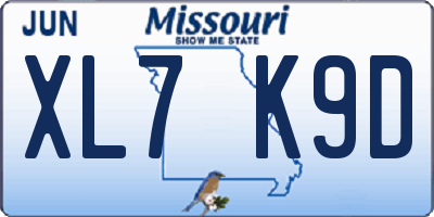 MO license plate XL7K9D