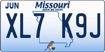 MO license plate XL7K9J