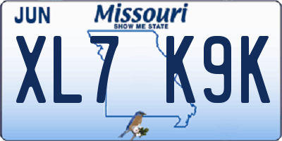 MO license plate XL7K9K
