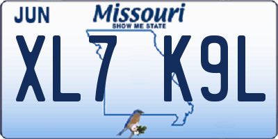 MO license plate XL7K9L