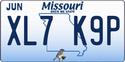 MO license plate XL7K9P