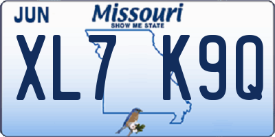 MO license plate XL7K9Q