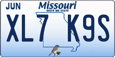 MO license plate XL7K9S
