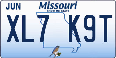 MO license plate XL7K9T