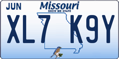 MO license plate XL7K9Y