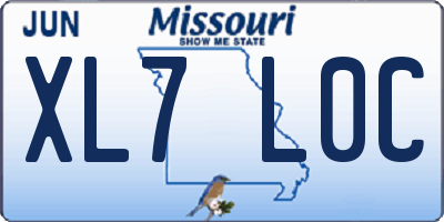 MO license plate XL7L0C