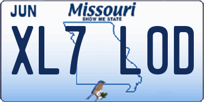 MO license plate XL7L0D