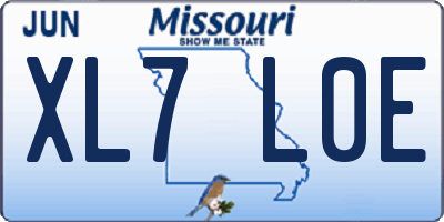 MO license plate XL7L0E