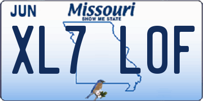 MO license plate XL7L0F