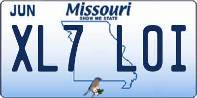 MO license plate XL7L0I