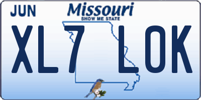 MO license plate XL7L0K