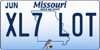 MO license plate XL7L0T