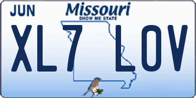 MO license plate XL7L0V