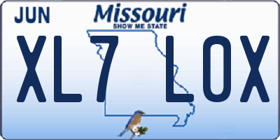 MO license plate XL7L0X