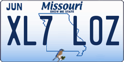 MO license plate XL7L0Z