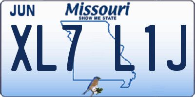 MO license plate XL7L1J