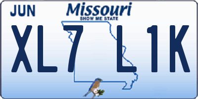 MO license plate XL7L1K