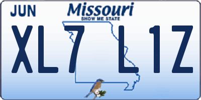 MO license plate XL7L1Z