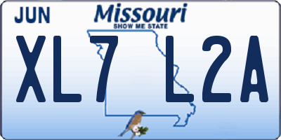 MO license plate XL7L2A