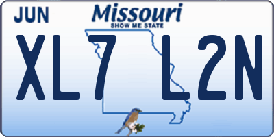 MO license plate XL7L2N
