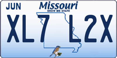 MO license plate XL7L2X