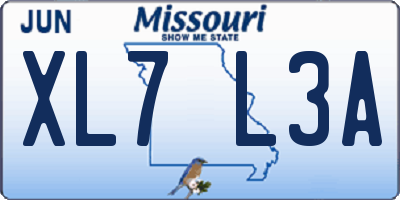 MO license plate XL7L3A