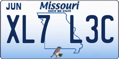 MO license plate XL7L3C