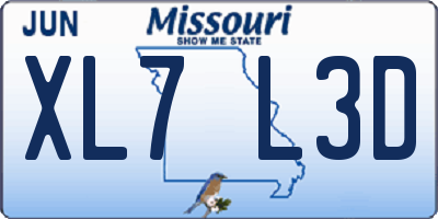 MO license plate XL7L3D