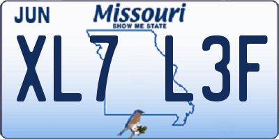 MO license plate XL7L3F