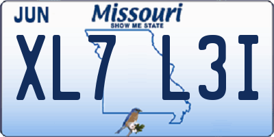 MO license plate XL7L3I