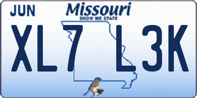MO license plate XL7L3K