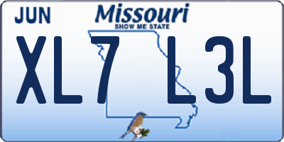 MO license plate XL7L3L