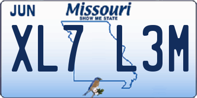 MO license plate XL7L3M