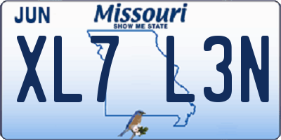 MO license plate XL7L3N
