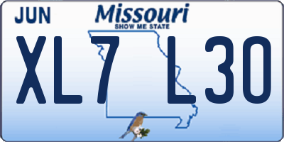 MO license plate XL7L3O