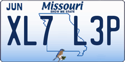 MO license plate XL7L3P