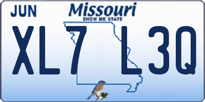 MO license plate XL7L3Q