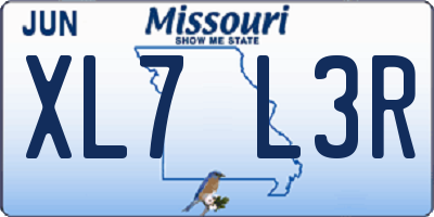 MO license plate XL7L3R