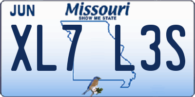 MO license plate XL7L3S