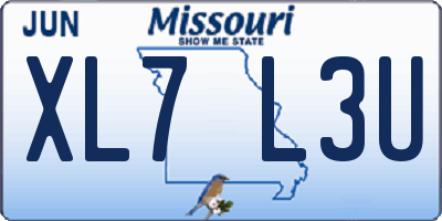 MO license plate XL7L3U