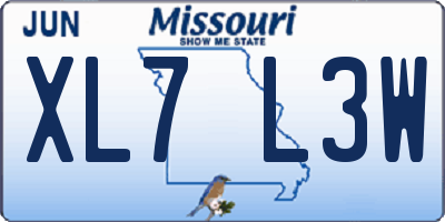 MO license plate XL7L3W