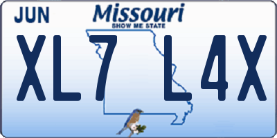 MO license plate XL7L4X
