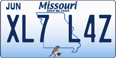 MO license plate XL7L4Z