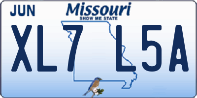 MO license plate XL7L5A